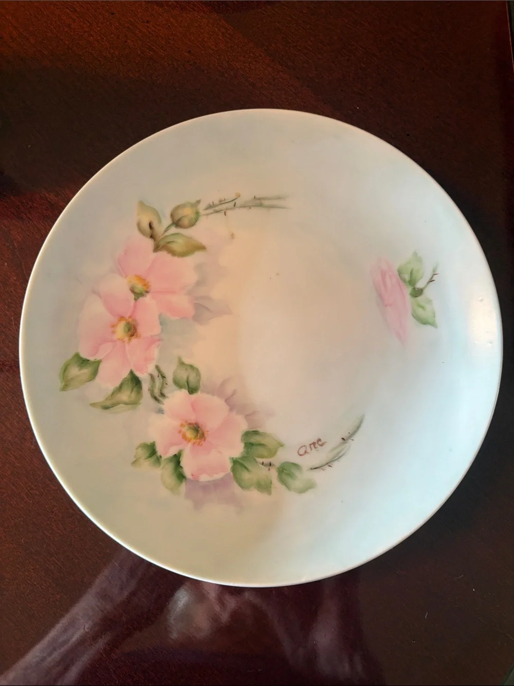 Vintage Hand-Painted Pink Floral 7 3/4”Porcelain Dessert Plates - Set of 4
